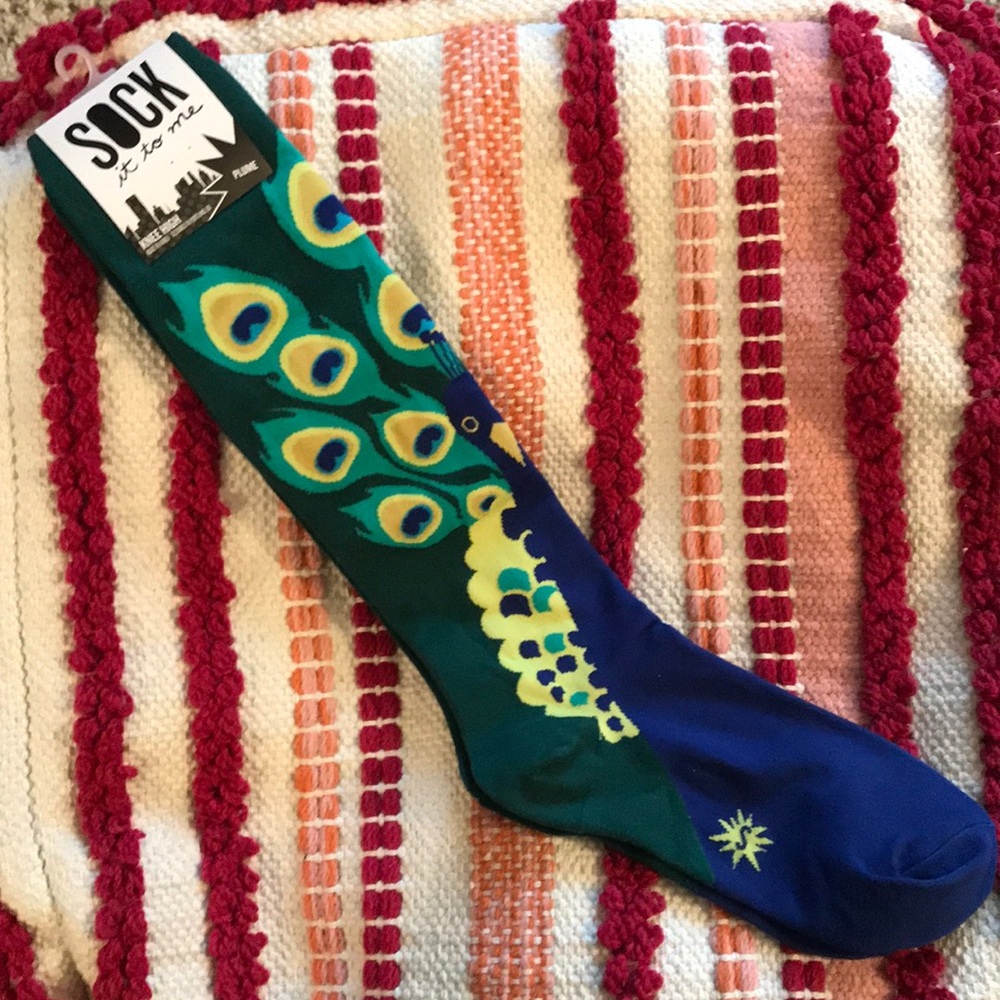 Knee high peacock socks